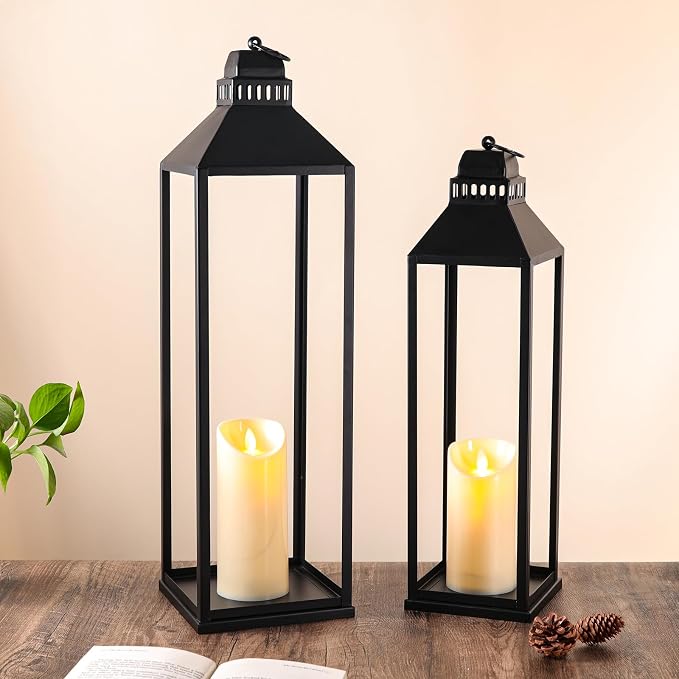 Large Lanterns Decorative Outdoor Indoor, Glass Free by MATAHUMbeyourbetterchoice