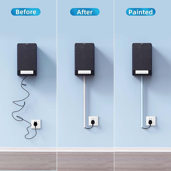 Yecaye 128in Mini Cord Hider, On-Wall Cord Cover, W0.5in H0.31in, Cable - Image 5