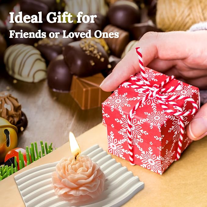 Light-Peach Peony Flower Shape Candles - Image 4