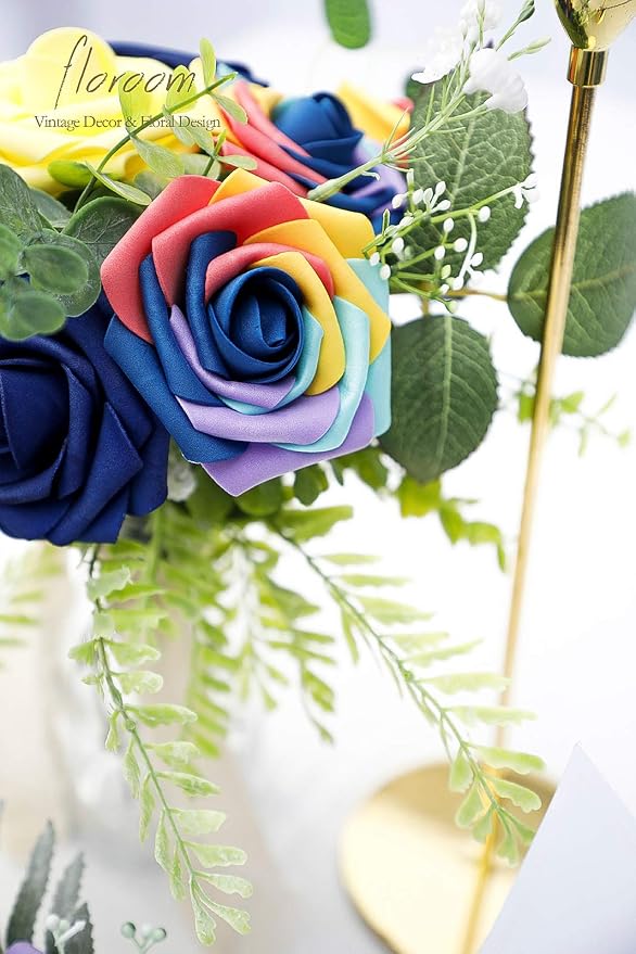 Artificial Flowers 25pcs Real Looking Whimsical Blue Foam Fake Roses - Image 4