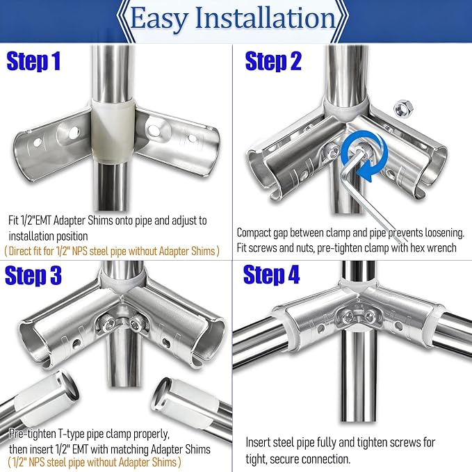 10 Sets 90 Degree Tee Clamp, Heavy Duty Carbon Steel 3-Way T Pipe Connector - Image 6