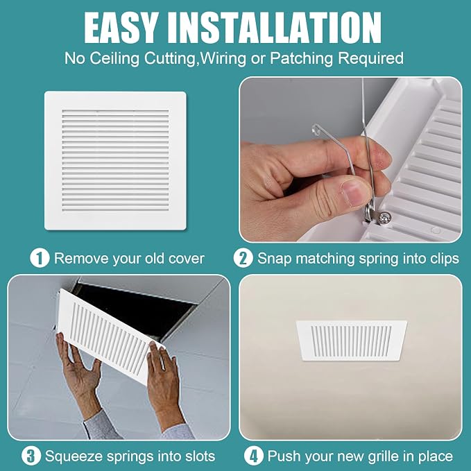 ( 2-Pack 9" BP90 Spring Bathroom Exhaust Fan Cover 9-1/4" x 9" Vent Cover - Image 3