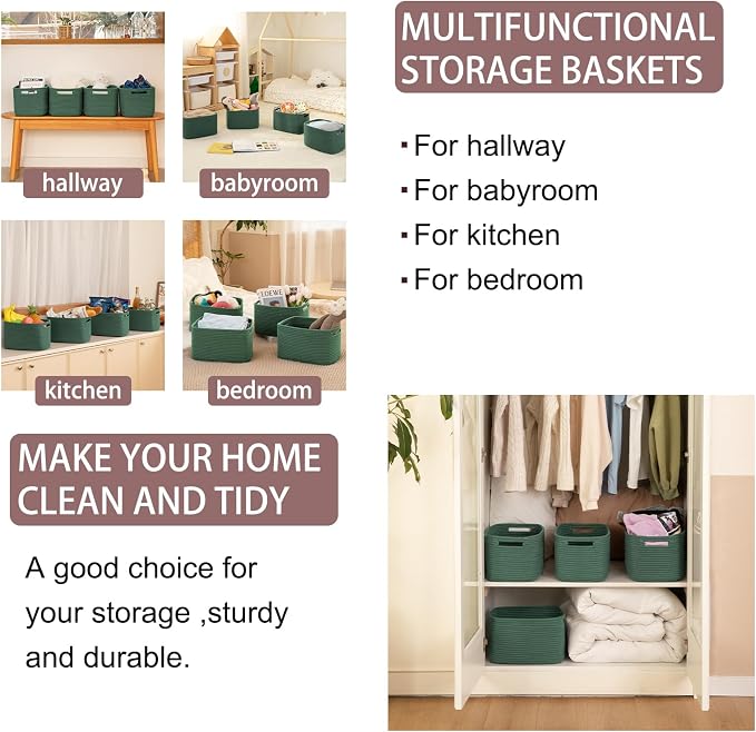 OIAHOMY 4 Pack Storage Baskets for Organizing 15L Cube Storage Bins Green | - Image 6