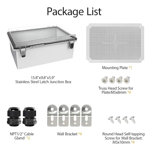 Electrical Box, IP67 Waterproof Hinged Clear Cover Stainless Steel Latch - Image 8