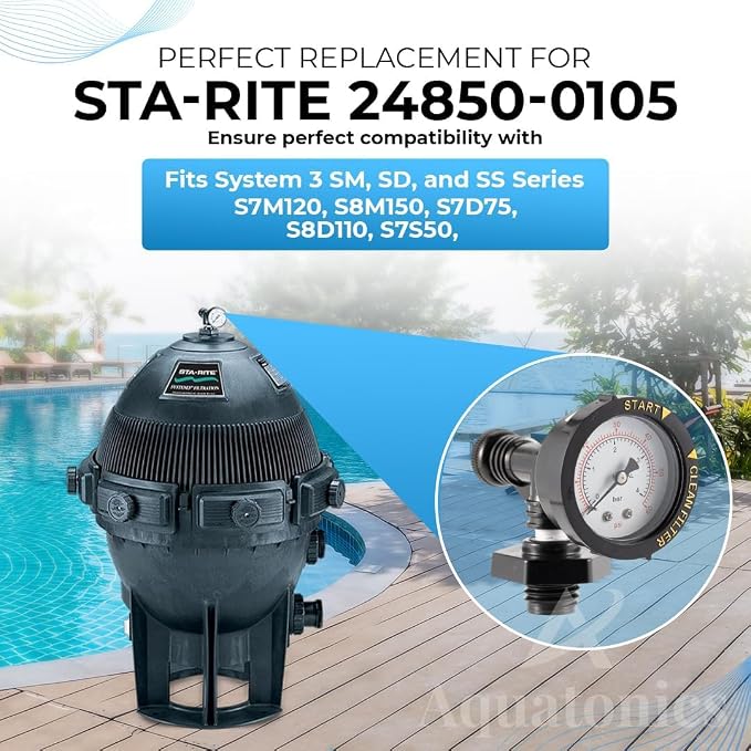 Replacement 24850-0105 Air Relief Valve & Pressure Gauge Assembly - Image 2