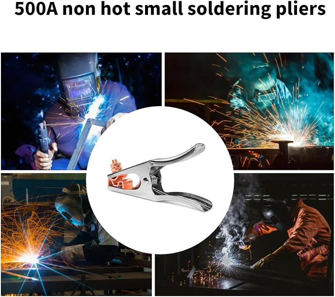 500A Electroplated Electric Welding Ground Clamp Copper Plated Jaw Braided - Image 2