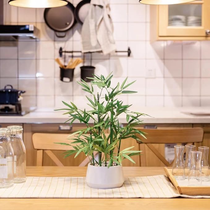365 Blooming Decor 18 inch Tall White Potted Artificial Bamboo Plant- Luxury - Image 8