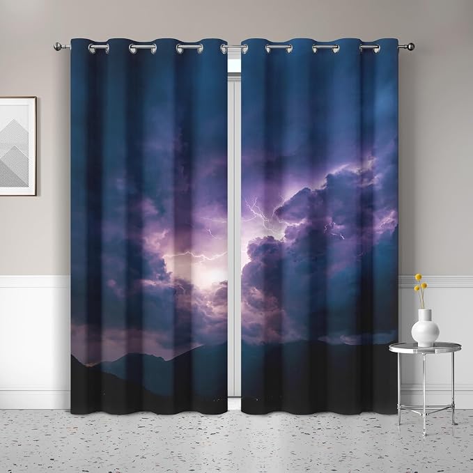 Lightning Curtains, Thunderstorm Blackout Curtains 90 Inch Length by Unknown