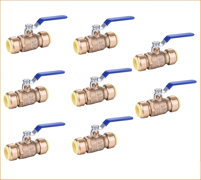 EZ-Fluid 1" Push to Connect Push Fit Ball Valve Heavy Duty Brass Full Port by EZ-FLUIDPlumbingProducts