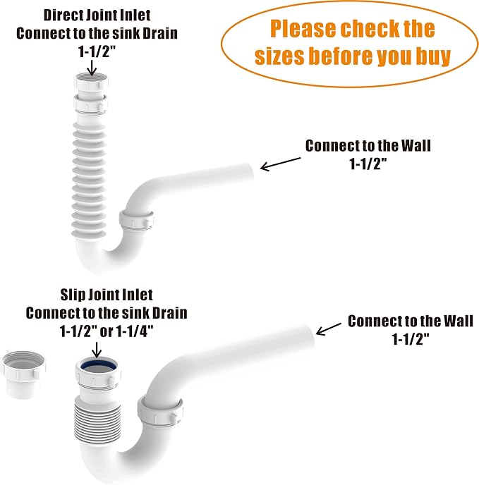 Flexible P Trap for Bathroom Sink, Flex Drain Pipe for Bathroom Sink Drain Kit - Image 5