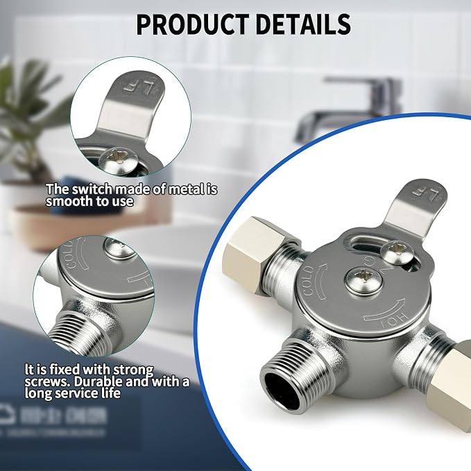 2PCS Water Mixing Valve, Hot and Cold Water Mixer, 3/8" Inch Inlets/Outlet | - Image 4