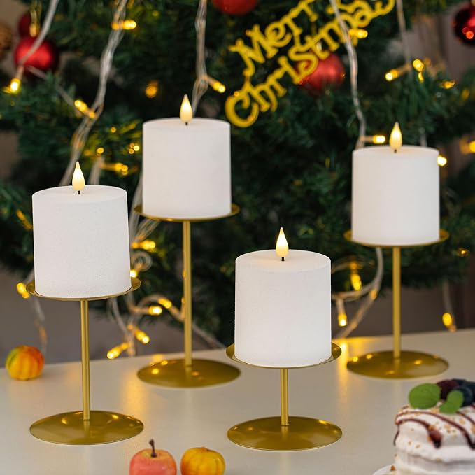 smtyle Gold Pillar Candle Holders, Reversible Set of 3 - Image 7