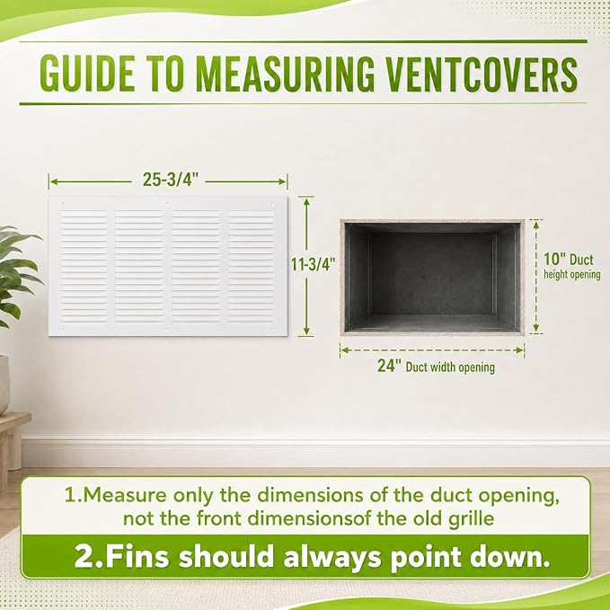 24" x 10" Return Air Grille Duct Opening, Ceiling Sidewall Floor Cold Air - Image 2