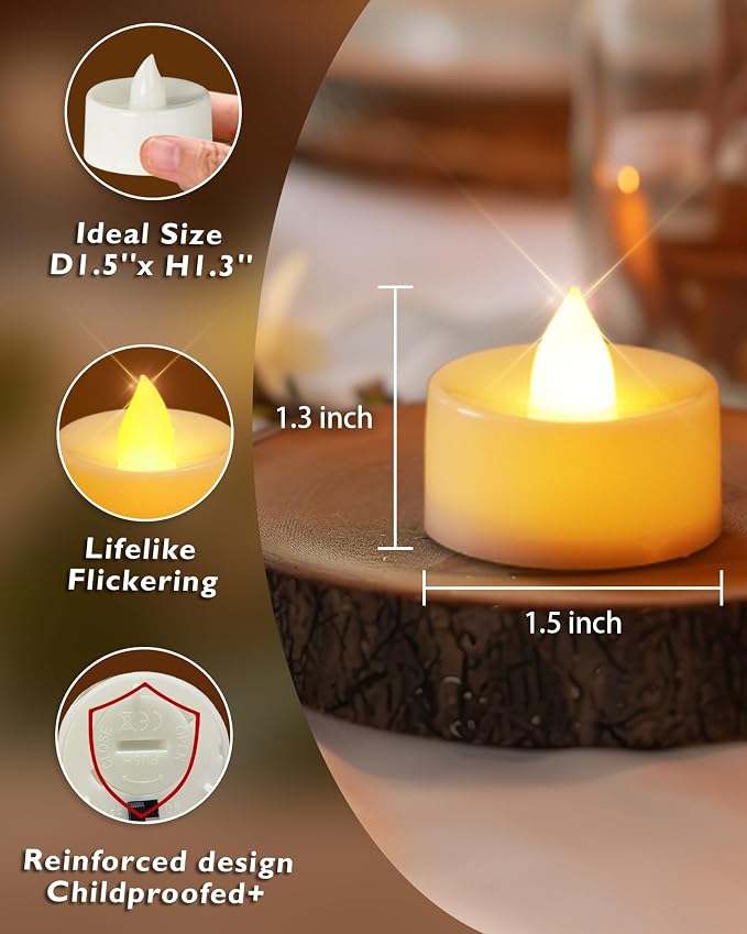 Homemory 100-Pack Flameless Tea Lights Candles Battery Operated, 200+ Hours | - Image 4