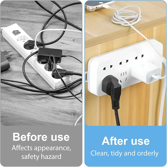 HINZIC 3pcs Self-Adhesive Power Strip Holder, Wall Mount Power Strip Mounting - Image 6