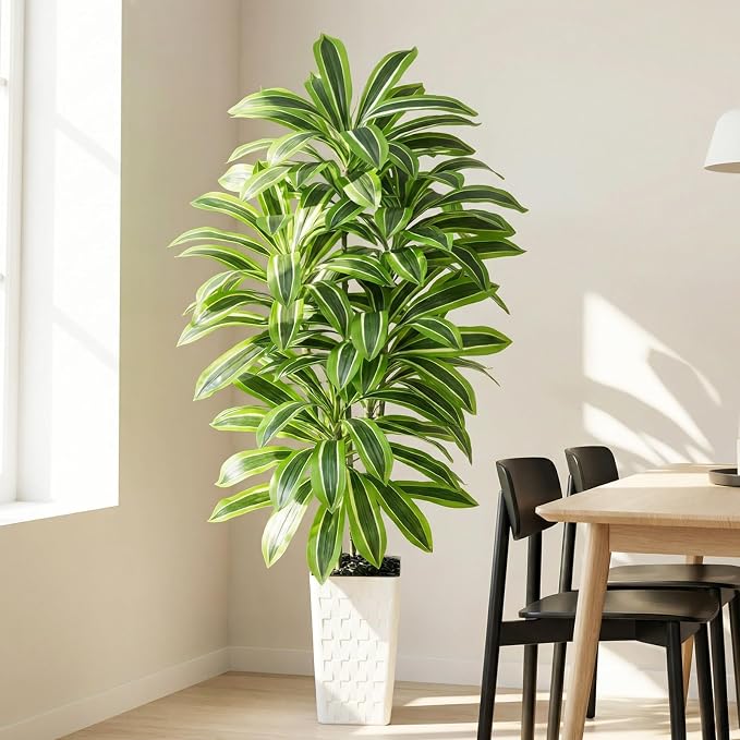 Artificial Yellow Dracaena Tree Indoor, 5FT Tall Fake Floor Plants - Image 9