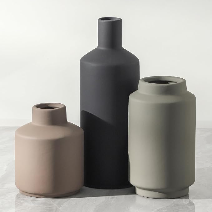 Ceramic Vase Set of 3, Modern Decorative Vases by MittDitt