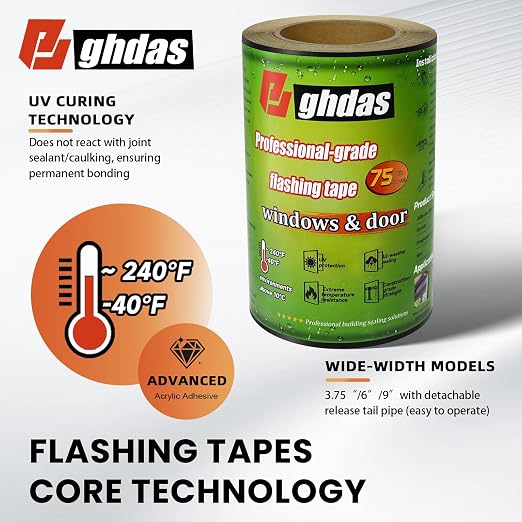 Bghdas Flashing Tape for Windows & Doors, Weather-Resistant, UV-Resistant - Image 2