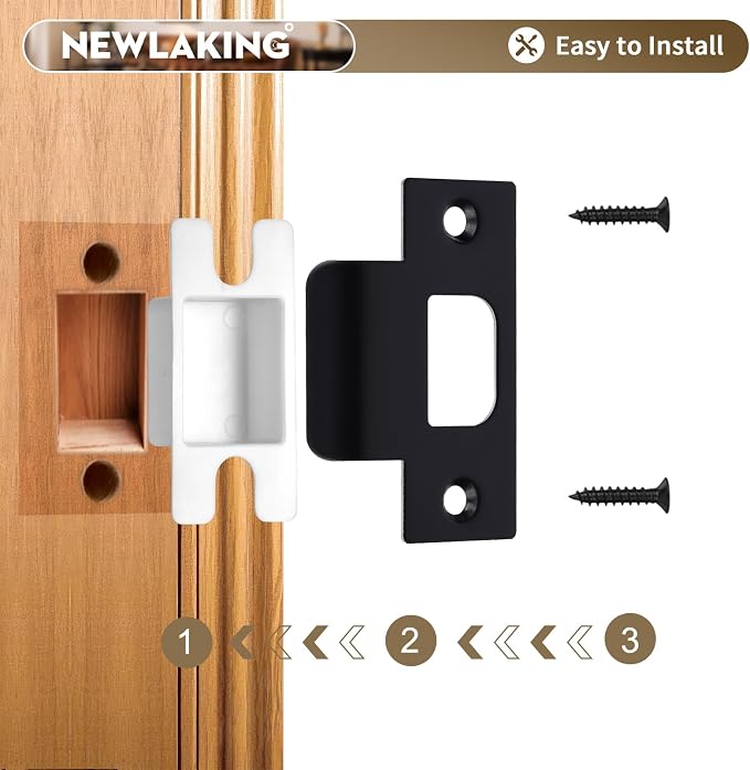 T-Shape Door Strike Plate, Matte Black, 2-1/8'' Hole Spacing | Door Frame - Image 3