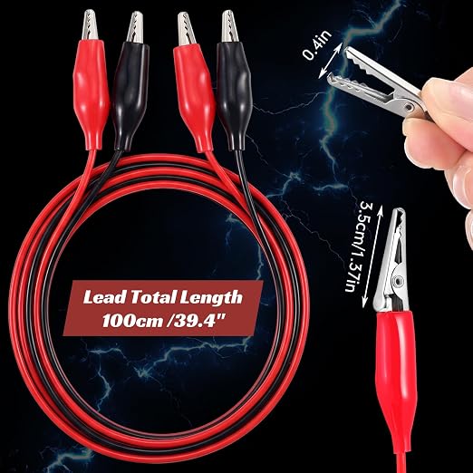 EBOOT 10 Pcs Alligator Clips Electrical, 40 Inches Test Leads - Image 2