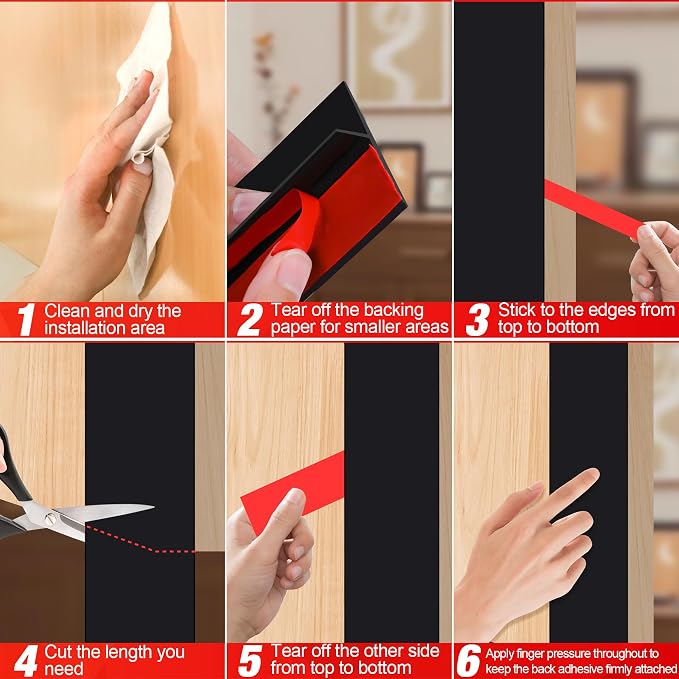 Door Draft Stopper for Side of Door Frame 1.37 in x 20 Ft T-Shaped Silicone - Image 5