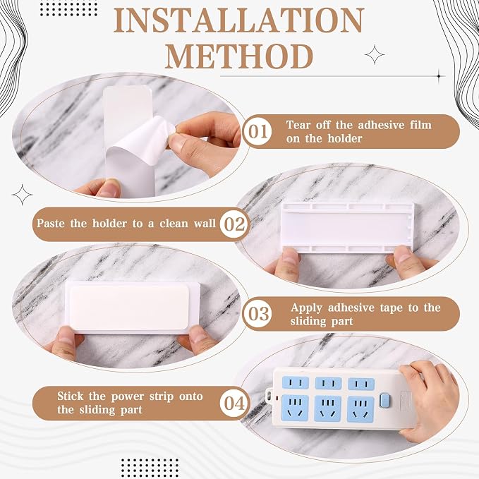 12 Pcs Power Strip Holder Self Adhesive Power Strip Wall Mounted Protector - Image 4