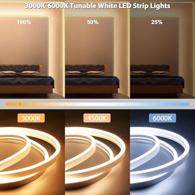 Lamomo LED Strip Lights, Tunable White Neon Rope Lights - Image 3