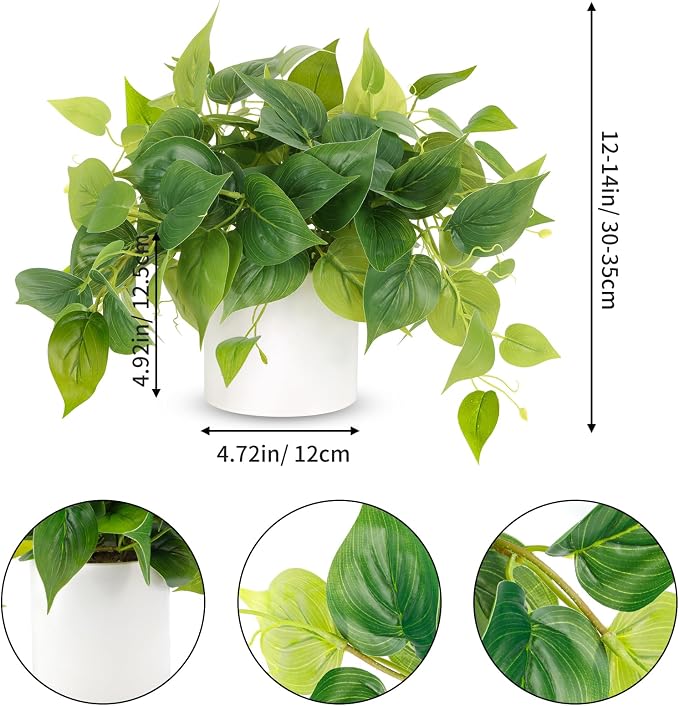 JPSOR Faux Plants Indoor, Pothos Small Fake Plants - Image 2