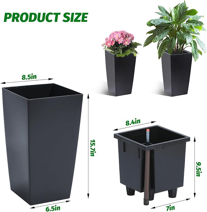 Garvee 16" Tall Planters Set of 2, Outdoor＆Indoor Planter Pots - Image 4