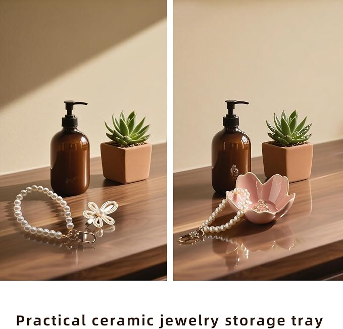 Flower Ceramic Jewelry Dish, Floral Ring Holder Tray | Petite bowl keeps rings - Image 6