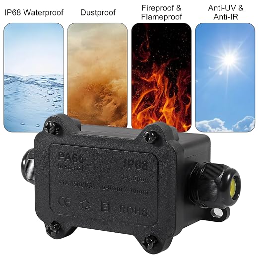 2PCS Junction Box Waterproof IP68, 2 Way Outdoor Junction Box | - Image 4