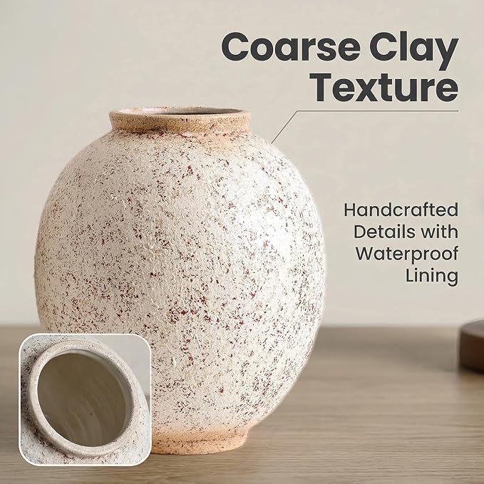 Large Round Ceramic Vase, 9.8“ H, Round & Tall, Indoor Table Living Room Decor - Image 7