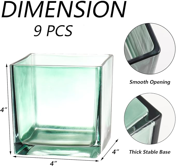Square Glass Vases Set of 9, Small Vase - Image 7
