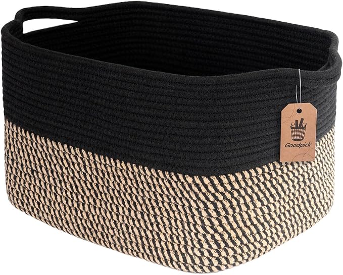 Goodpick Woven Storage Basket for Shelves, Wicker Baskets for Books, Toys & by Goodpick