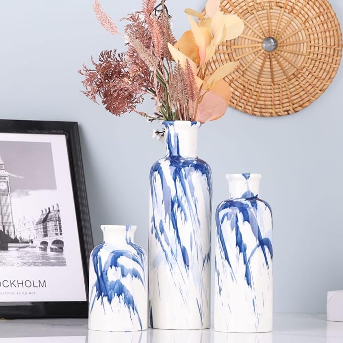 Blue Ceramic Vase Set - Image 6