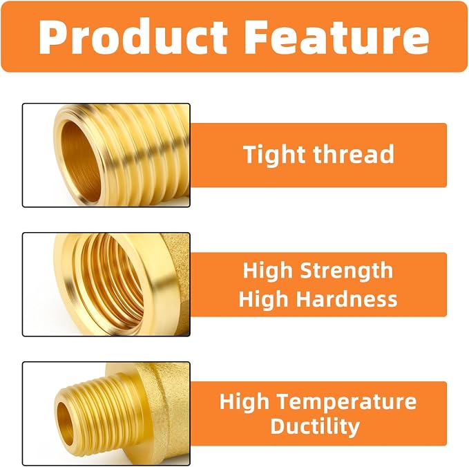 GASHER 6PCS 1/8 Inch NPT Brass Pipe Fitting, Ball Valve, Barstock Tee Brass - Image 4