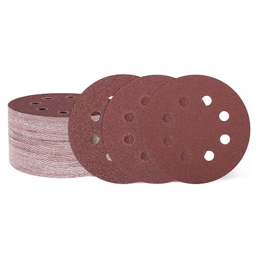 HARFINGTON 75Pcs 5Inch Sanding Disc 8 Hole Hook and Loop Sandpaper Red | by HARFINGTON