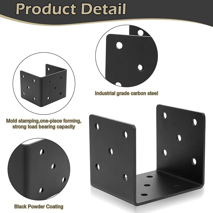 4x4 Concrete Post Base 4Pcs, Post Anchor Connector, 3mm Thick | Joist Hanger - Image 5