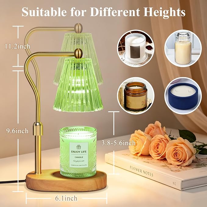 Green Candle Warmer Lamp with Timer Dimmer Adjustable Height, Birthday Gifts - Image 3