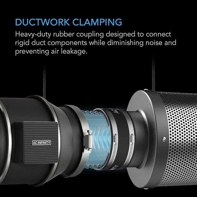 AC Infinity Noise Reduction Clamp 8-Inch, Duct Coupler. | Stainless Steel Clamps - Image 2