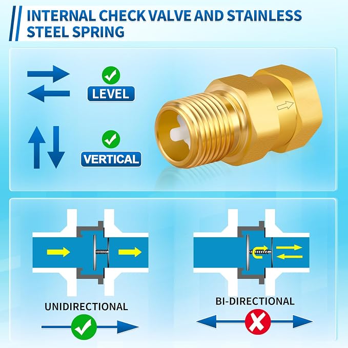 1/2'' NPT Lead-Free Brass RV Camper Water Heater Check Valve, Male-Female | RV - Image 6