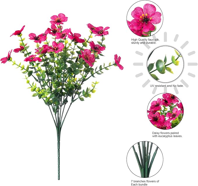 Artificial Fake Plants Flowers for Outdoor Decor 12 Bundles for Decor | Faux - Image 3
