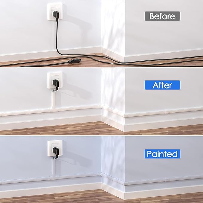Yecaye TV Cord Hider Wall Mounted, 236in Cord Cover, W1.18in H0.6in, Wire Hiders - Image 5