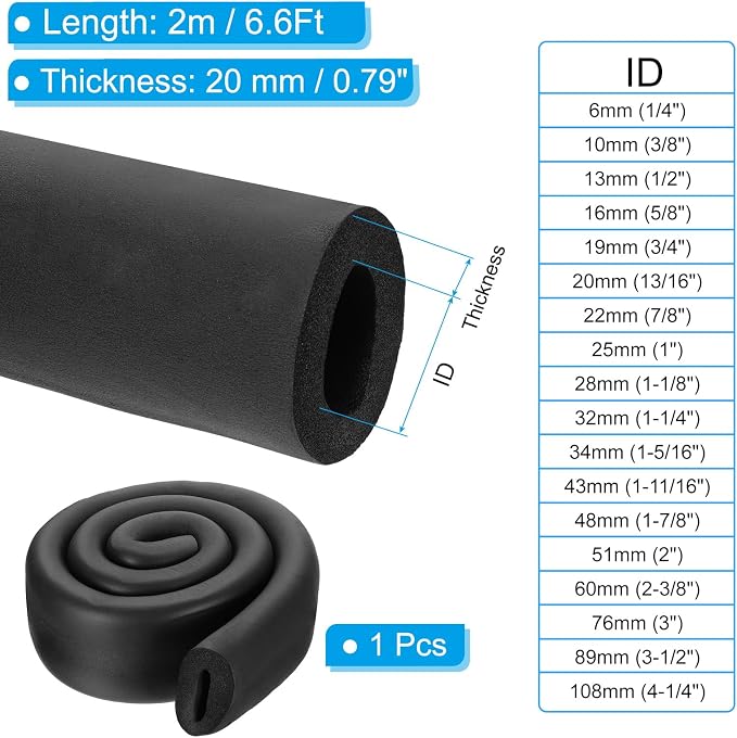 PATIKIL 1-7/8" ID x 6.6Ft Pipe Insulation Foam Tube, Pipe Cover Wrap Roll Bar - Image 2