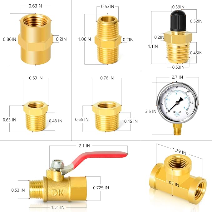 GASHER 10PCS Pipe Fitting Kit, 1/4" - Image 4
