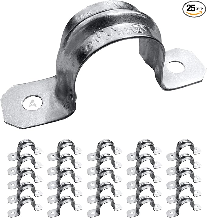 3/4-Inch EMT Two-Hole Conduit Strap — Reinforced Rib, Heavy-Duty Zinc-Plated by AirmontProducts
