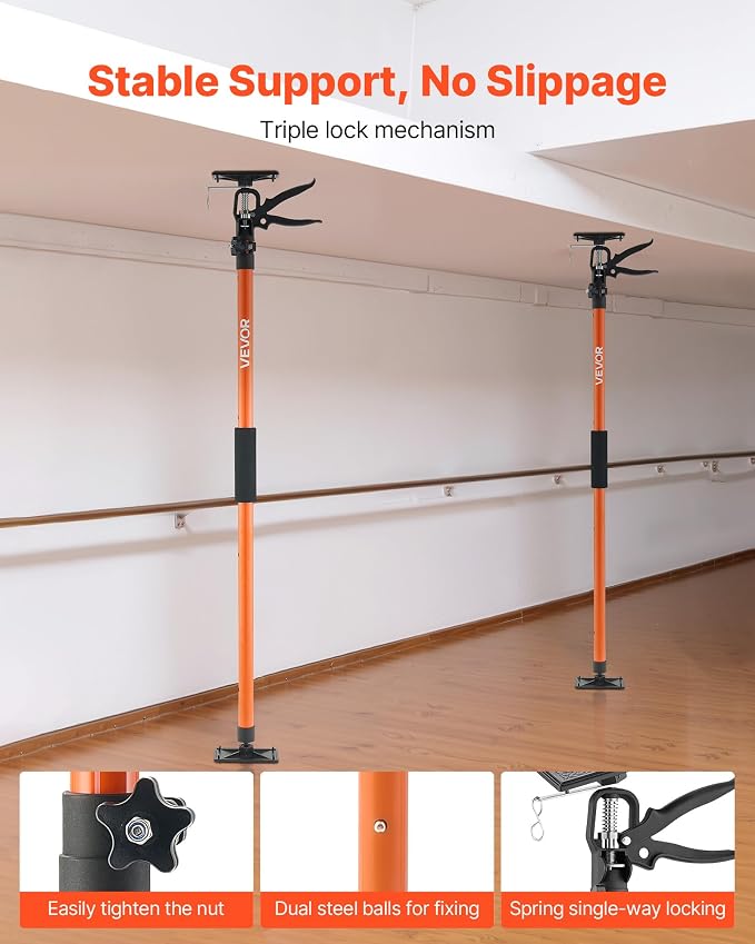 VEVOR Cabinet Jack Support Pole, 45.7-114.2 Inch Steel Telescopic Quick Support - Image 5