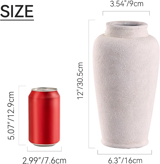 Ceramic Large Vase, Flower Vase Tall Rustic Farmhouse Decorative Vase Floral - Image 2