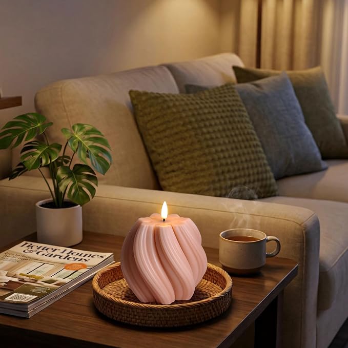 Dusty Pink Swirl Flameless Candle - Image 9