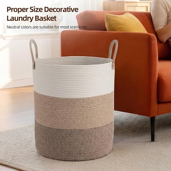OIAHOMY 60L Nursery Hamper Laundry Basket Laundry Hamper Gradient Brown | - Image 4